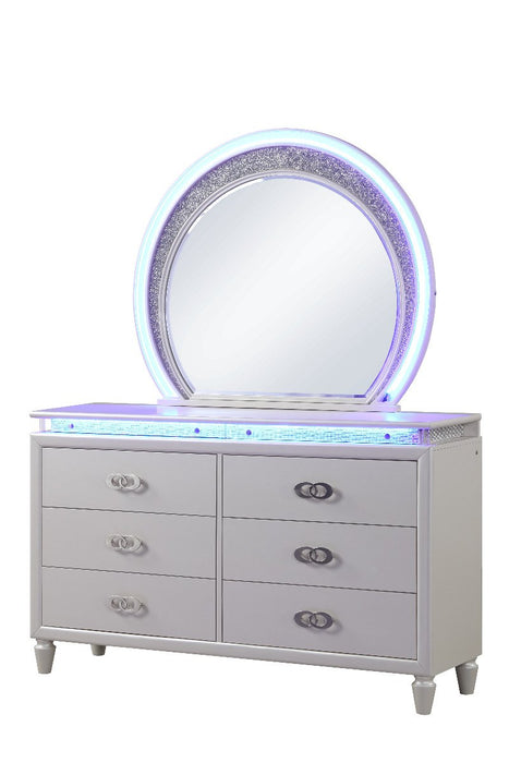 Galaxy Home Perla Mirror in Milky White - Vida Furniture (Laredo,TX)