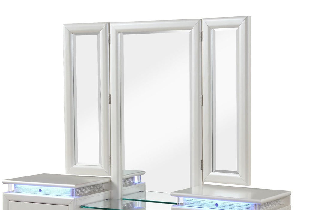 Galaxy Home Passion Vanity Set in Milky White - Vida Furniture (Laredo,TX)