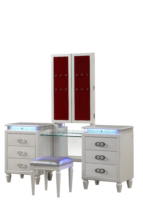 Galaxy Home Passion Vanity Set in Milky White - Vida Furniture (Laredo,TX)