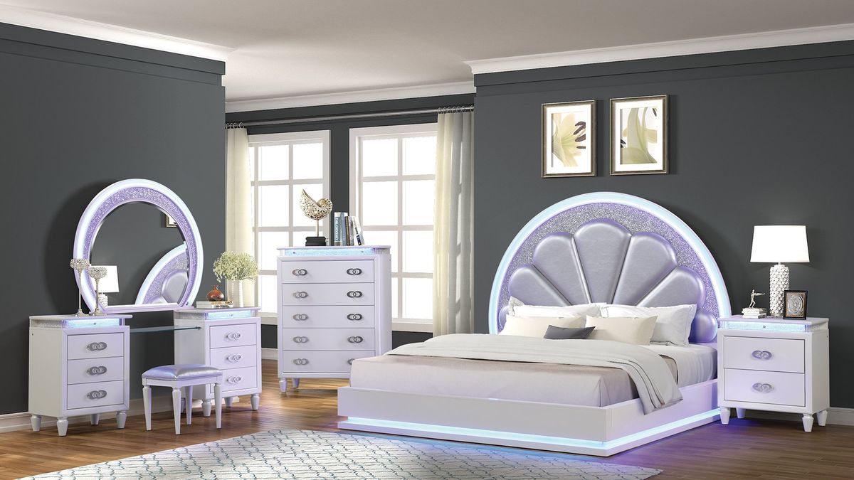 Galaxy Home Perla LED Vanity in Milky White - Vida Furniture (Laredo,TX)