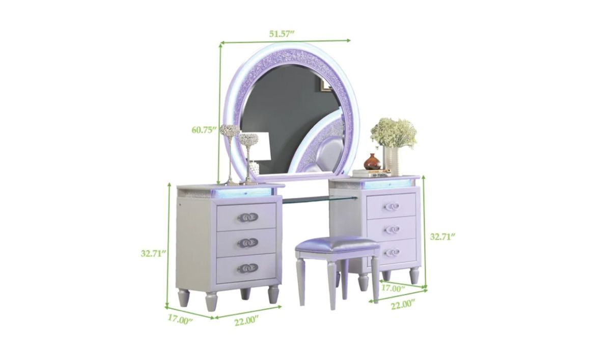 Galaxy Home Perla LED Vanity in Milky White - Vida Furniture (Laredo,TX)