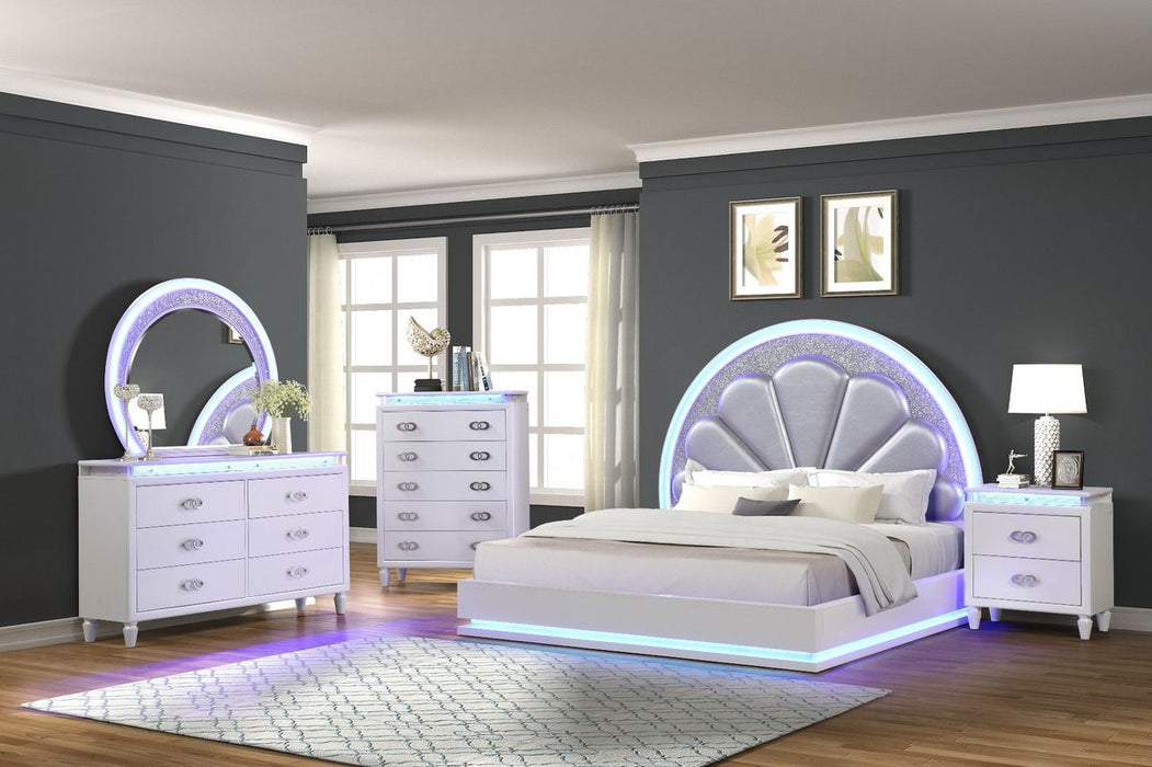 Galaxy Home Perla LED Chest in Milky White - Vida Furniture (Laredo,TX)