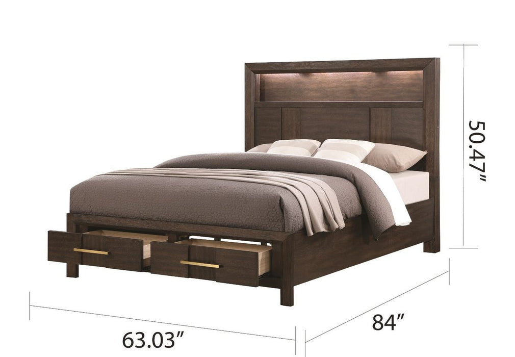 Galaxy Home Kenzo Queen Bed in Brown - Vida Furniture (Laredo,TX)