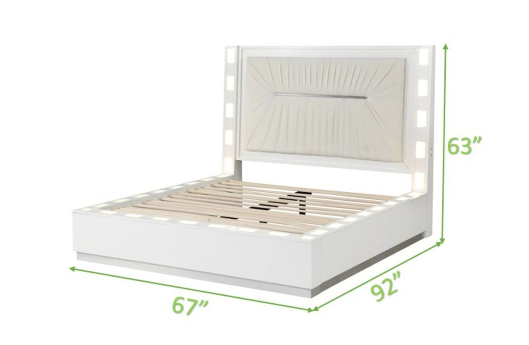Galaxy Home Coco Queen Size Bed in Milky White - Vida Furniture (Laredo,TX)