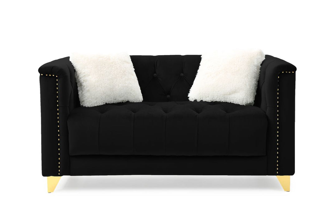 Galaxy Home Russell Loveseat in Black - Vida Furniture (Laredo,TX)