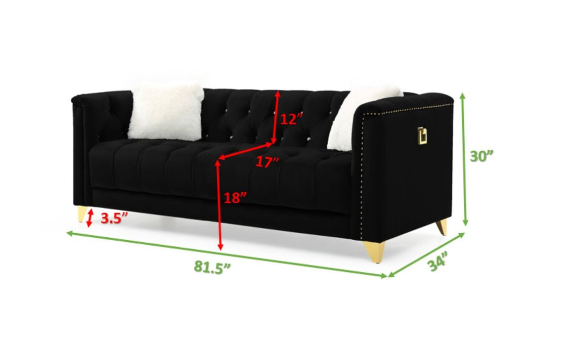 Galaxy Home Russell Sofa in Black - Vida Furniture (Laredo,TX)