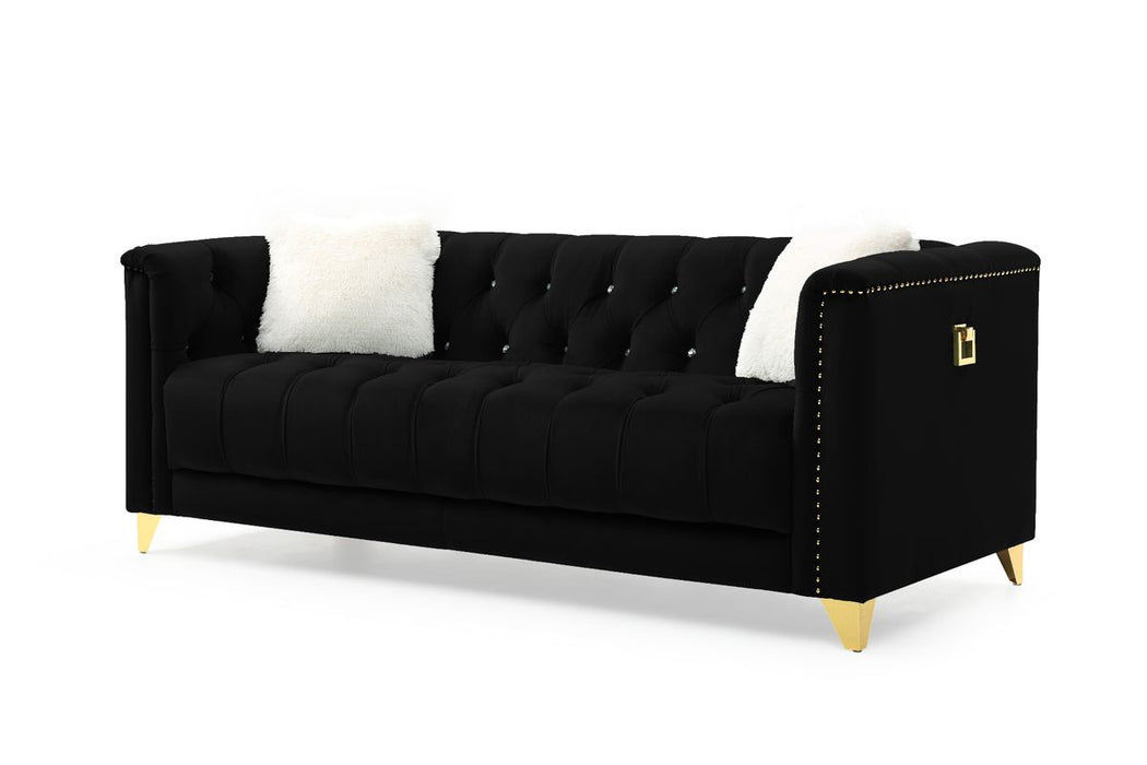 Galaxy Home Russell Sofa in Black - Vida Furniture (Laredo,TX)
