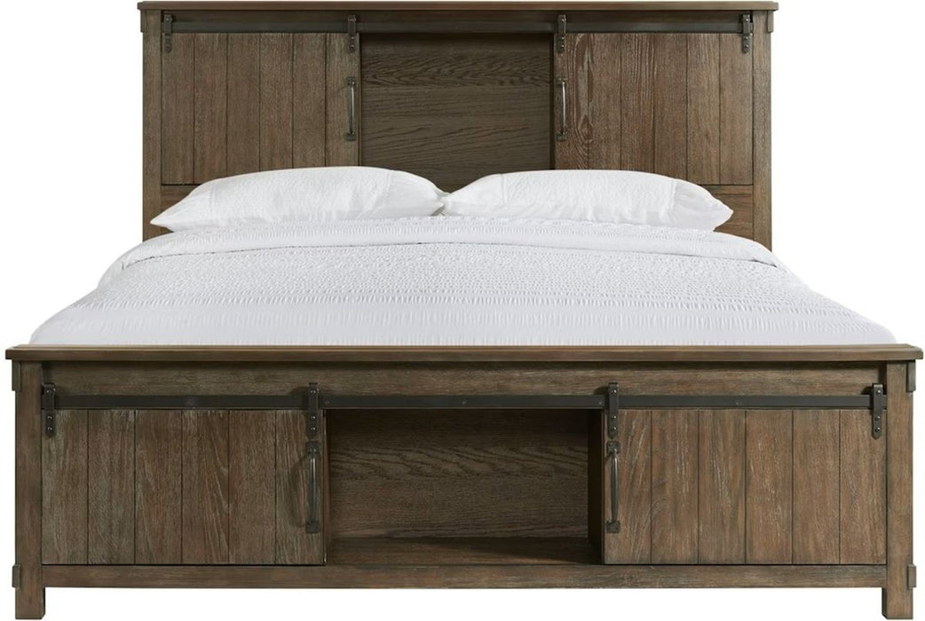 Elements International Scott Queen Platform Storage Bed in Dark - Vida Furniture (Laredo,TX)