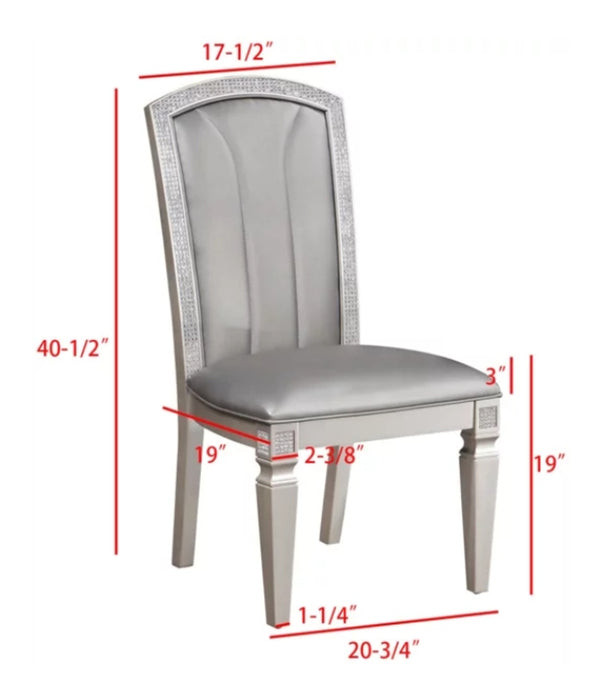 Crown Mark Klina Glam Dining Side Chair in Light Gray (Set of 2) - Vida Furniture (Laredo,TX)