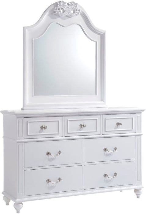 Elements International Alana 7 Drawer Dresser in White Lacquer - Vida Furniture (Laredo,TX)