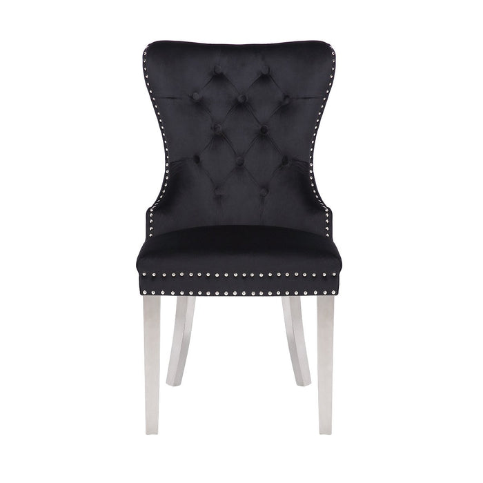 Galaxy Home Simba Stainless Steel Legs Dining Chair (Set of 2) in Black - Vida Furniture (Laredo,TX)