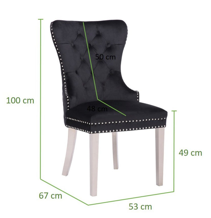 Galaxy Home Simba Stainless Steel Legs Dining Chair (Set of 2) in Black - Vida Furniture (Laredo,TX)