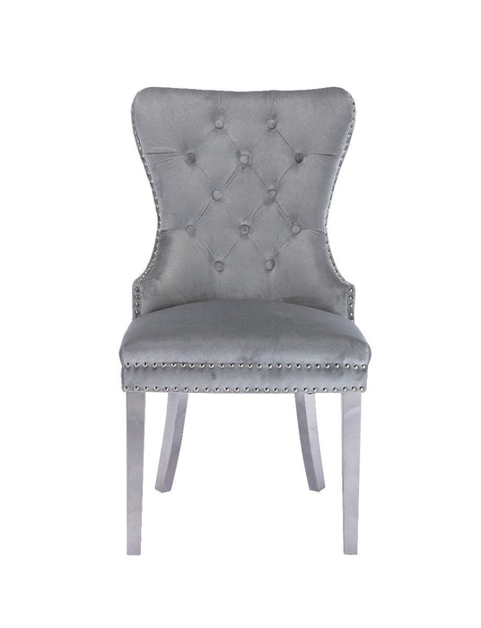 Galaxy Home Simba Stainless Steel Legs Dining Chair (Set of 2) in Silver - Vida Furniture (Laredo,TX)