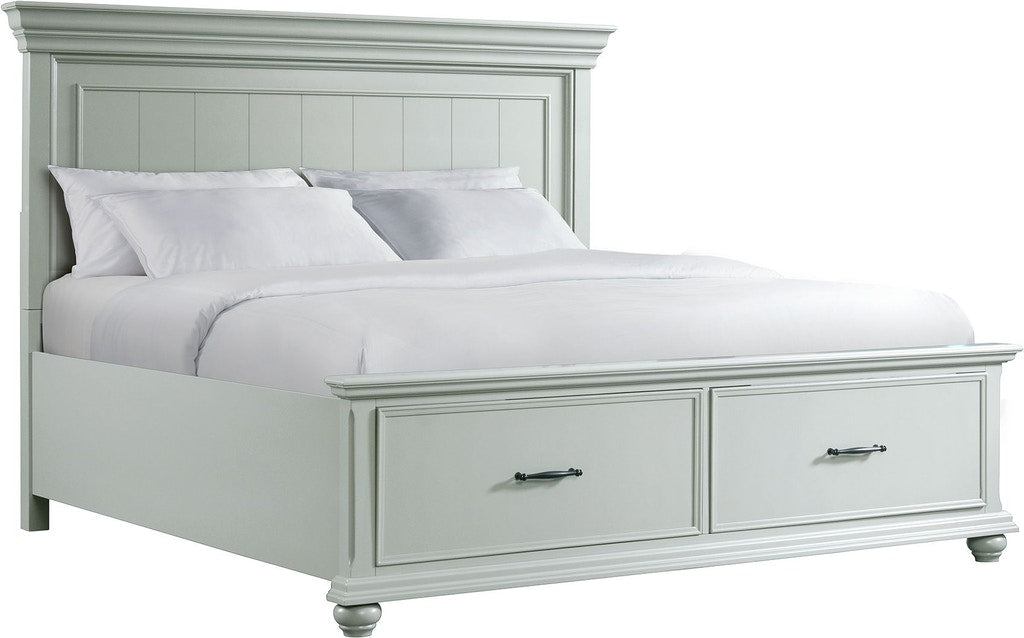 Elements International Slater Queen Storage Bed in Grey - Vida Furniture (Laredo,TX)