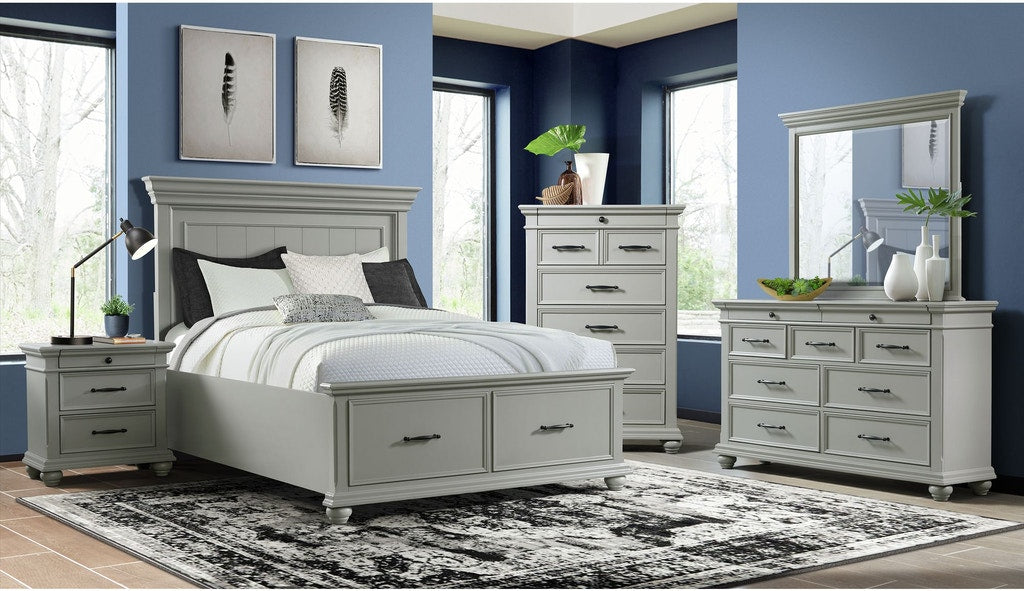 Elements International Slater Queen Storage Bed in Grey - Vida Furniture (Laredo,TX)
