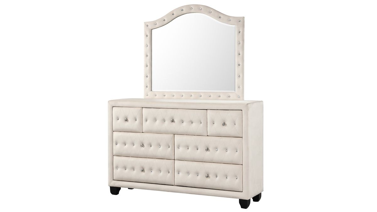 Galaxy Home Sophia Mirror Cream - Vida Furniture (Laredo,TX)