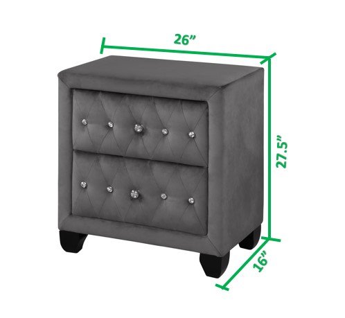 Galaxy Home Sophia Nightstand Gray - Vida Furniture (Laredo,TX)
