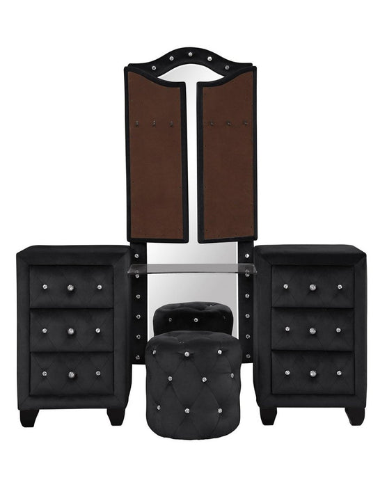 Galaxy Home Sophia Vanity in Black - Vida Furniture (Laredo,TX)