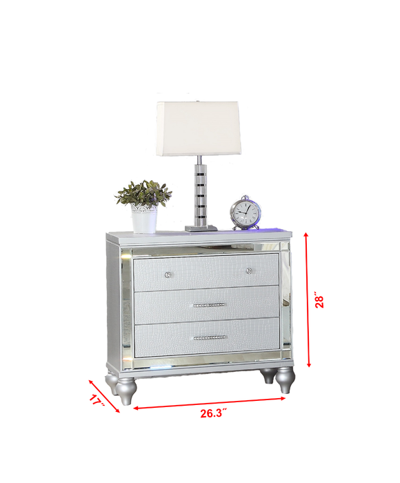 Galaxy Home Sterling Nightstand Silver - Vida Furniture (Laredo,TX)