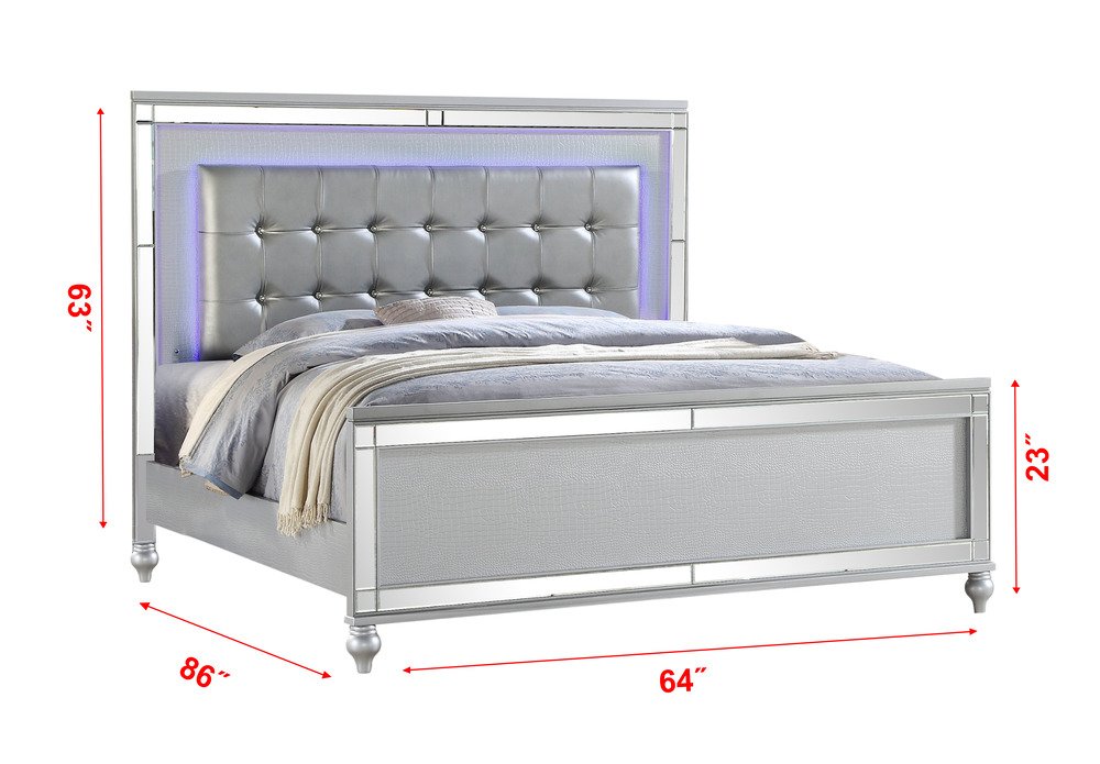 Galaxy Home Sterling Queen Bed in Silver - Vida Furniture (Laredo,TX)