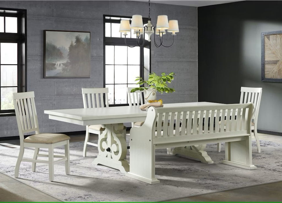 Elements International Stone Arm Chair (Set of 2) in White - Vida Furniture (Laredo,TX)