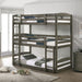 Elements International Trey Twin Over Twin Over Twin Bunk Bed in Wire Brushed Grey - Vida Furniture (Laredo,TX)