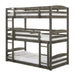 Elements International Trey Twin Over Twin Over Twin Bunk Bed in Wire Brushed Grey - Vida Furniture (Laredo,TX)