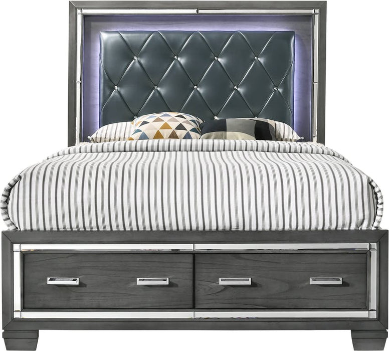 Elements International Titanium Queen Storage Bed in Gray - Vida Furniture (Laredo,TX)