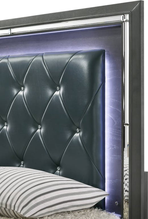 Elements International Titanium Queen Storage Bed in Gray - Vida Furniture (Laredo,TX)