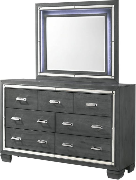 Elements International Titanium Mirror with LED Light in Gray - Vida Furniture (Laredo,TX)