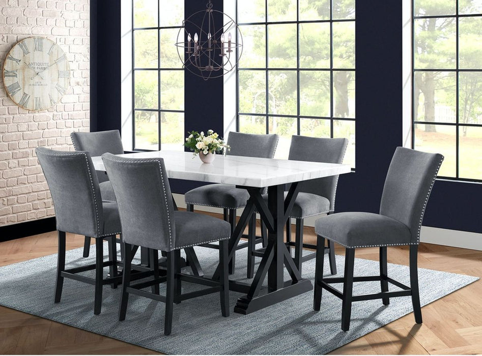Elements International Tuscany Counter Height Dining Table in Black/White CTC107CTC - Vida Furniture (Laredo,TX)