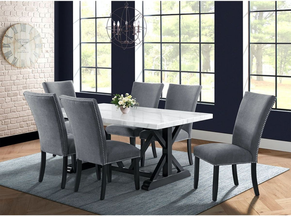 Elements International Tuscany Dining Table in Black/White - Vida Furniture (Laredo,TX)