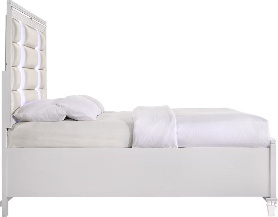 Elements International Twenty Nine King Platform Storage Bed in White - Vida Furniture (Laredo,TX)