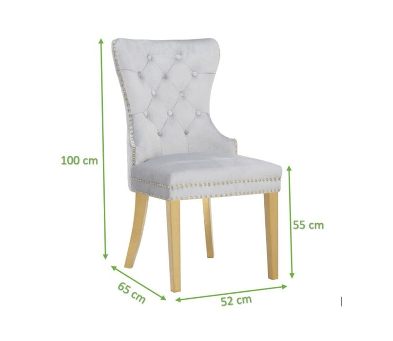 Galaxy Home Simba Gold Legs Dining Chair (Set of 2) in Silver - Vida Furniture (Laredo,TX)