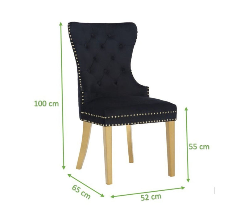 Galaxy Home Simba Gold Legs Dining Chair (Set of 2) in Black - Vida Furniture (Laredo,TX)