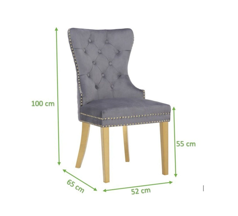 Galaxy Home Simba Gold Legs Dining Chair (Set of 2) in Grey - Vida Furniture (Laredo,TX)