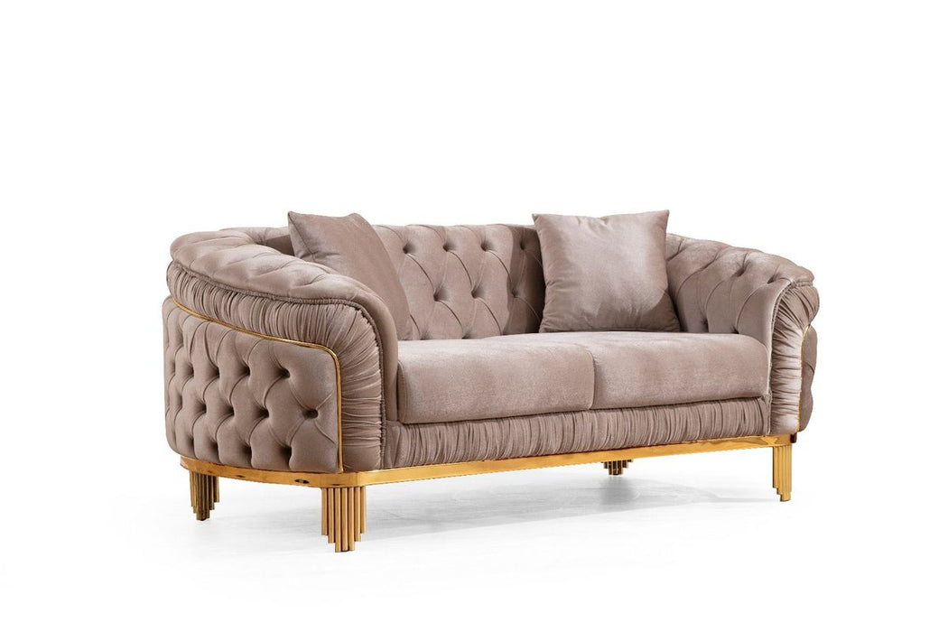 Galaxy Home Vanessa Loveseat in Taupe - Vida Furniture (Laredo,TX)
