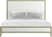 Elements International Versailles King Upholstered Panel Bed in Grey - Vida Furniture (Laredo,TX)