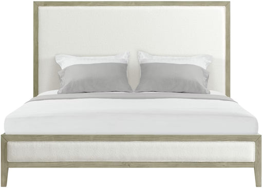 Elements International Versailles King Upholstered Panel Bed in Grey - Vida Furniture (Laredo,TX)