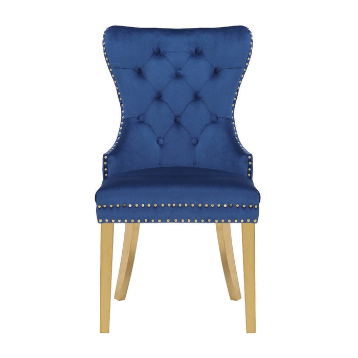 Galaxy Home Simba Gold Legs Dining Chair (Set of 2) in Blue - Vida Furniture (Laredo,TX)