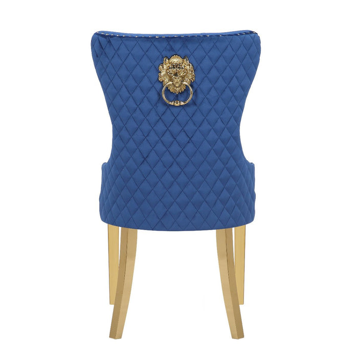 Galaxy Home Simba Gold Legs Dining Chair (Set of 2) in Blue - Vida Furniture (Laredo,TX)