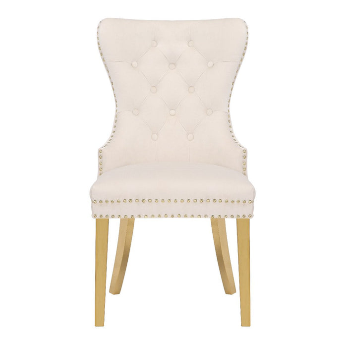 Galaxy Home Simba Gold Legs Dining Chair (Set of 2) in Beige - Vida Furniture (Laredo,TX)