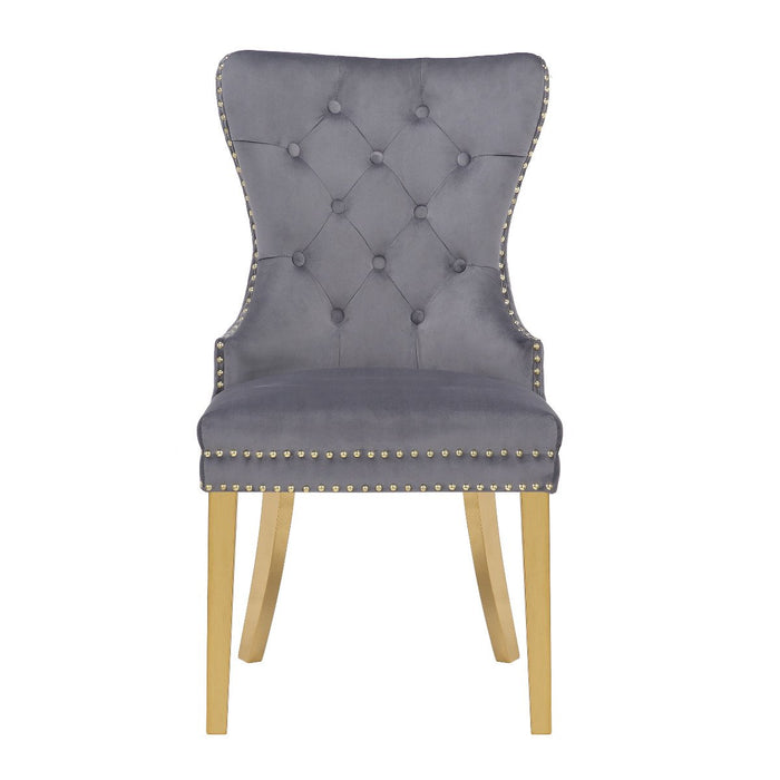 Galaxy Home Simba Gold Legs Dining Chair (Set of 2) in Grey - Vida Furniture (Laredo,TX)