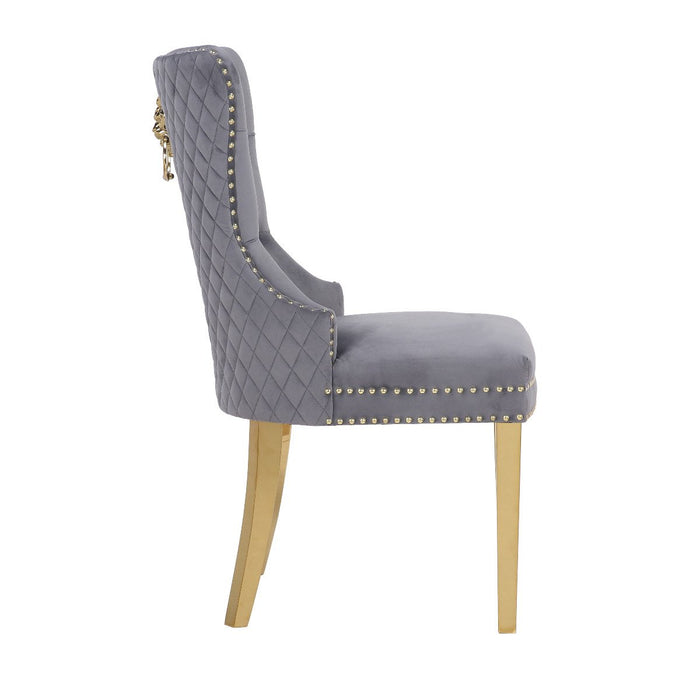 Galaxy Home Simba Gold Legs Dining Chair (Set of 2) in Grey - Vida Furniture (Laredo,TX)