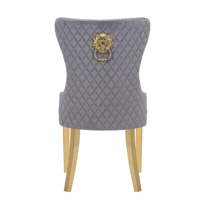 Galaxy Home Simba Gold Legs Dining Chair (Set of 2) in Grey - Vida Furniture (Laredo,TX)