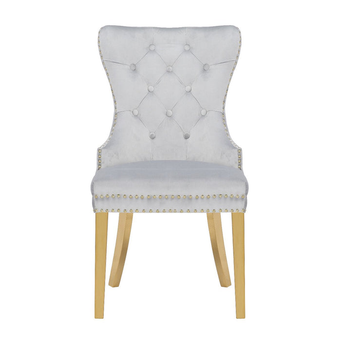 Galaxy Home Simba Gold Legs Dining Chair (Set of 2) in Silver - Vida Furniture (Laredo,TX)