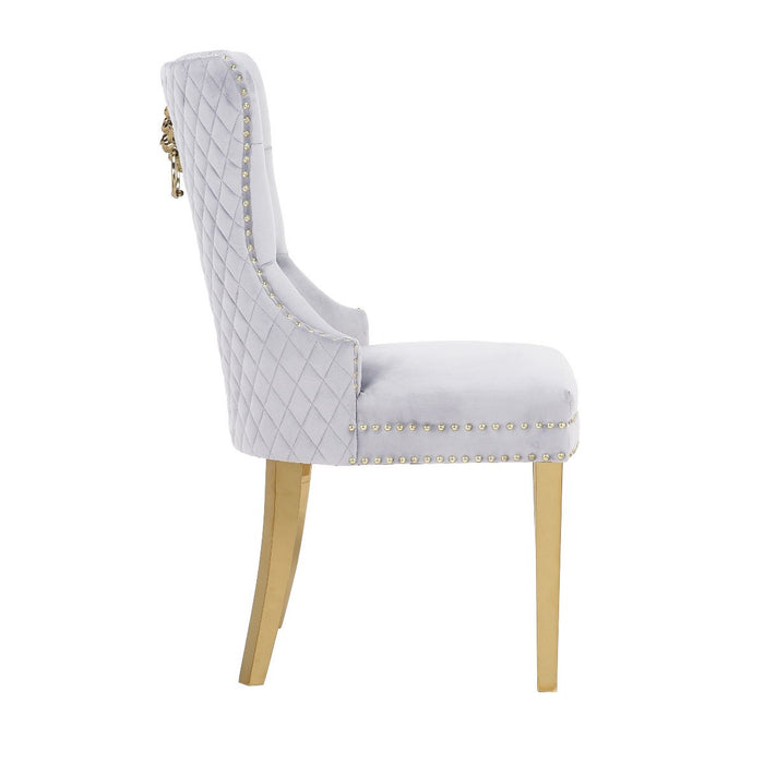 Galaxy Home Simba Gold Legs Dining Chair (Set of 2) in Silver - Vida Furniture (Laredo,TX)