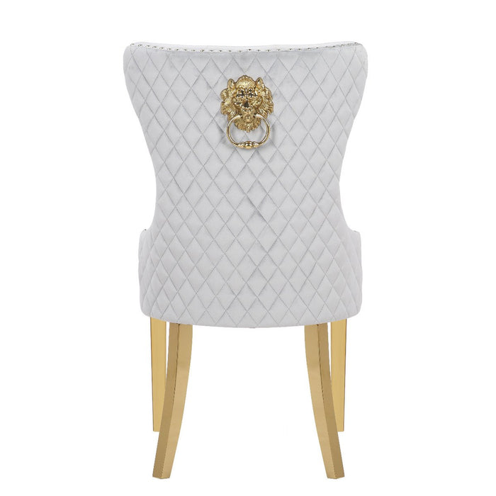 Galaxy Home Simba Gold Legs Dining Chair (Set of 2) in Silver - Vida Furniture (Laredo,TX)