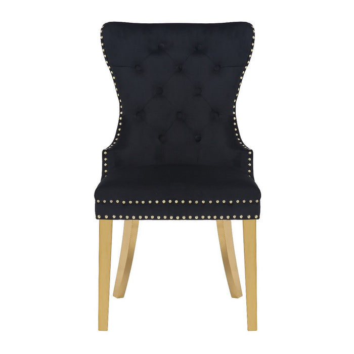 Galaxy Home Simba Gold Legs Dining Chair (Set of 2) in Black - Vida Furniture (Laredo,TX)