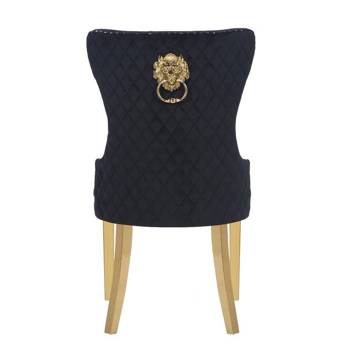 Galaxy Home Simba Gold Legs Dining Chair (Set of 2) in Black - Vida Furniture (Laredo,TX)